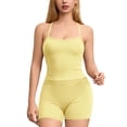 thumbnail image 1 of IBTOM CASTLE 2 Pieces Workout Sets for Women, Cross Back Tank Top Matching High Waist Biker Shorts, Gym Yoga Pilates Outfits S Yellow, 1 of 7