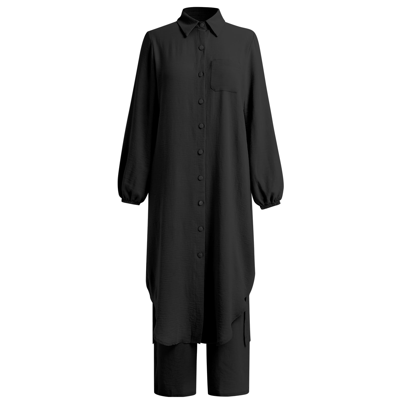 shirt dress muslim women Modest Muslim Women's Versatile Long Sleeve Button Down Dress