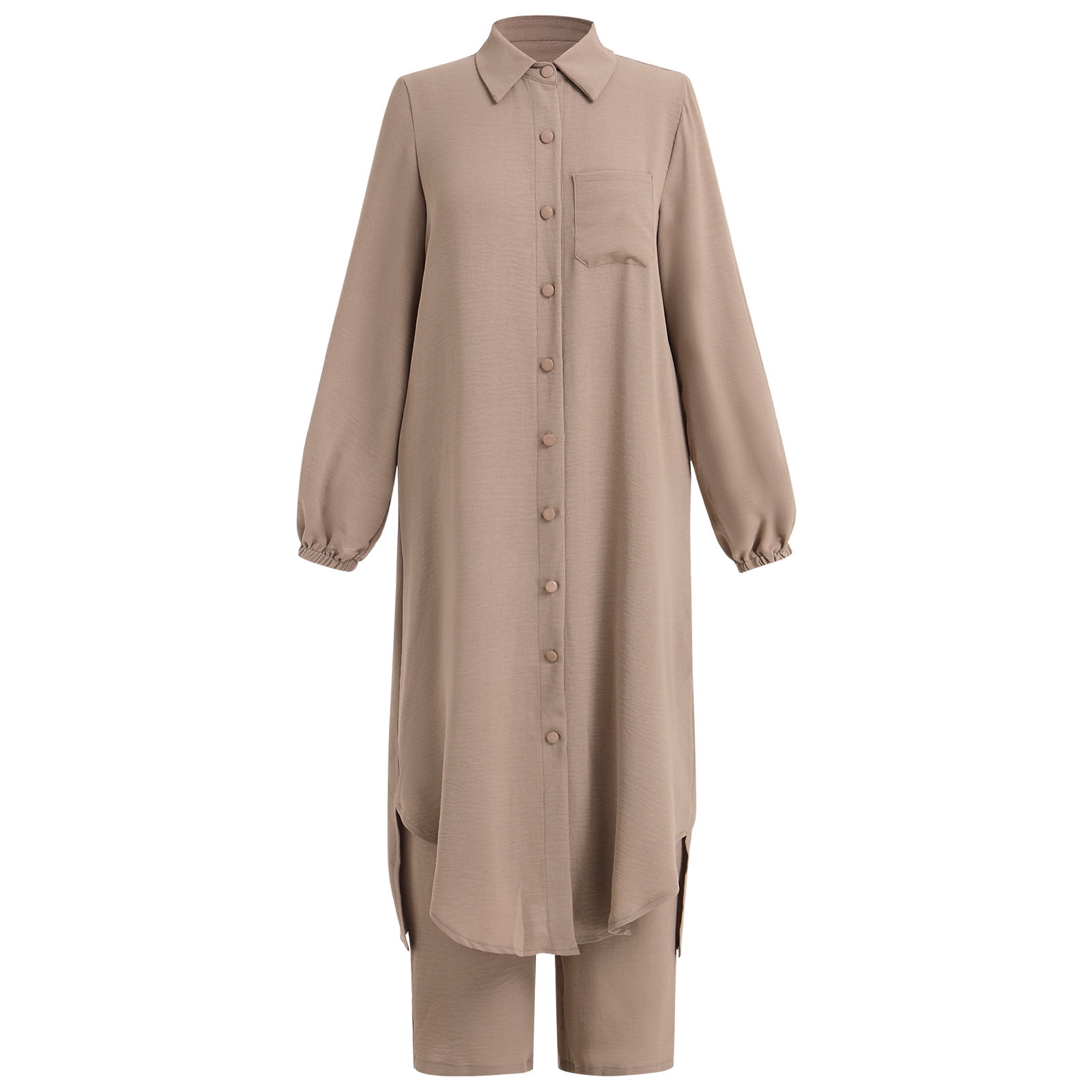 shirt dress muslim women Amazon.com: Muslim Outfit Set for Women Long Sleeve Button Down Bow Tie Front Shirt Blouse Top Maxi Skirt Set Prayer Clothes for Muslim Women 2 Piece Dubai Outfits Islamic Clothing for Women
