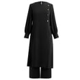 thumbnail image 1 of IBTOM CASTLE Abaya Dress for Women Muslim Long Sleeve Ramadan Islamic Shirt with Pants 2PCS Dubai Prayer Casual Clothes 2XL Black, 1 of 8