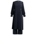 thumbnail image 1 of IBTOM CASTLE Abaya Dress for Women Muslim Long Sleeve Ramadan Islamic Shirt with Pants 2PCS Dubai Prayer Casual Clothes XL Navy Blue, 1 of 8