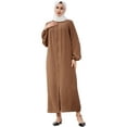 thumbnail image 1 of IBTOM CASTLE Abayas for Women Muslim Dress Prayer Clothes Zipper Maxi Long Robe Kaftan Dresses Islamic Dubai Loose Abaya Dress 3XL Brown, 1 of 8