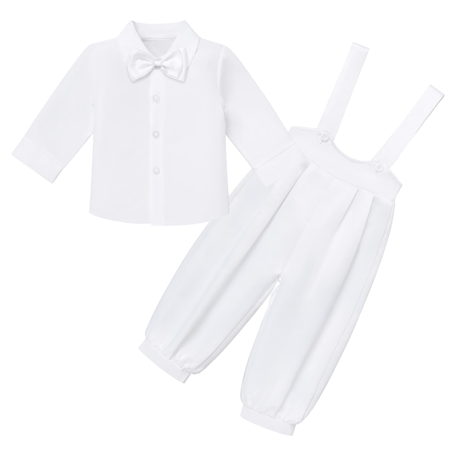 IBTOM CASTLE Baby Boy White Suit OnePiece Short Sleeve Shirt