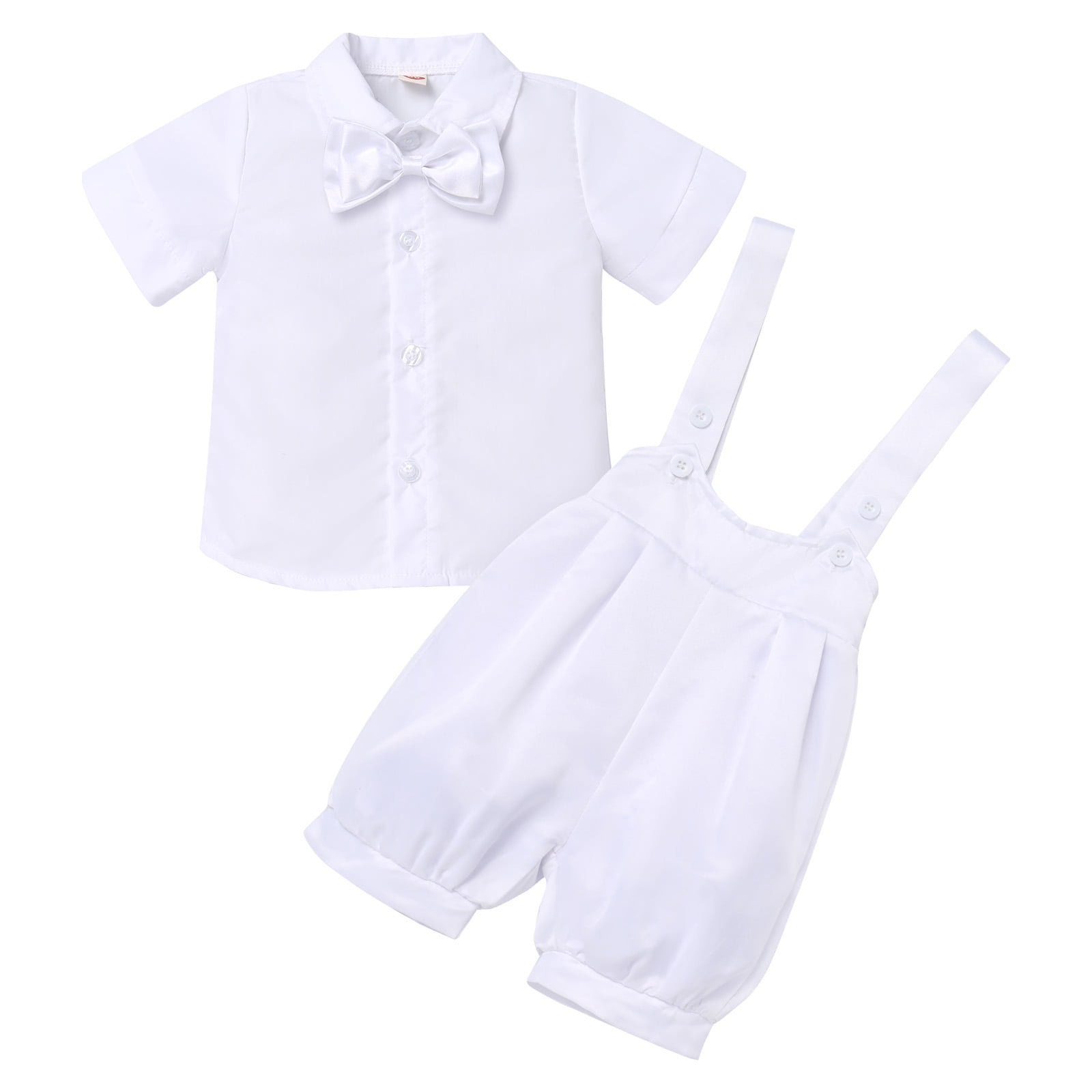 IBTOM CASTLE Baby Boy White Suit OnePiece Short Sleeve Shirt