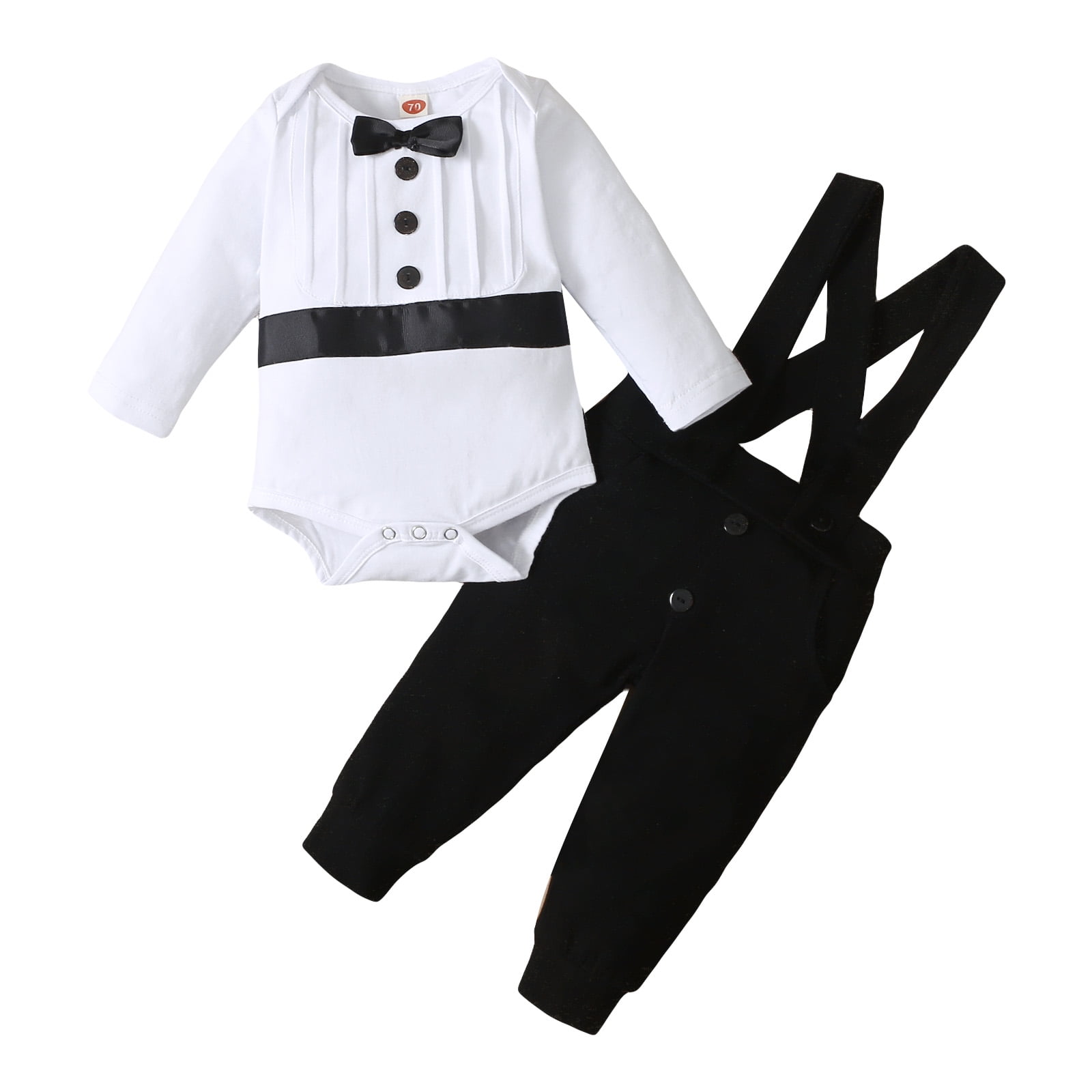 IBTOM CASTLE Baby Boys Baptism Christening Outfit Bowtie Romper
