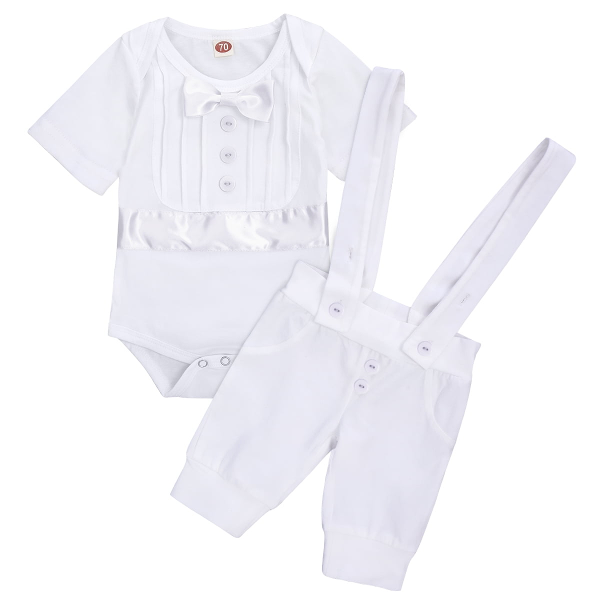 IBTOM CASTLE Baby Boys Baptism Christening Outfit Bowtie Romper