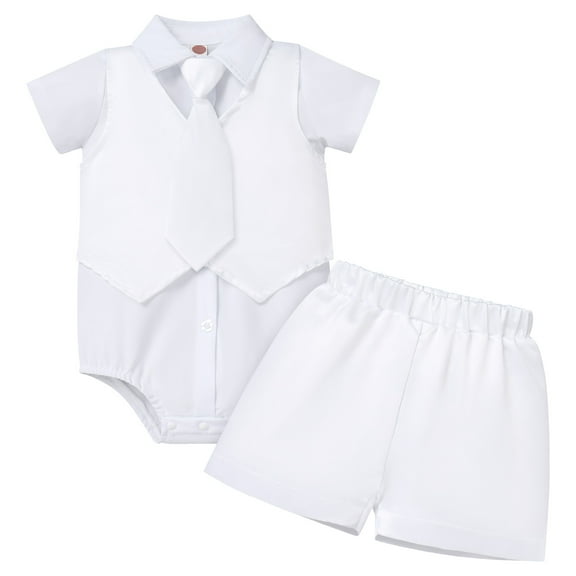 IBTOM CASTLE Baby Boys Baptism Christening Outfit Bowtie Romper Waistcoat Shorts Pants Wedding Party Formal Tuxedo Suit