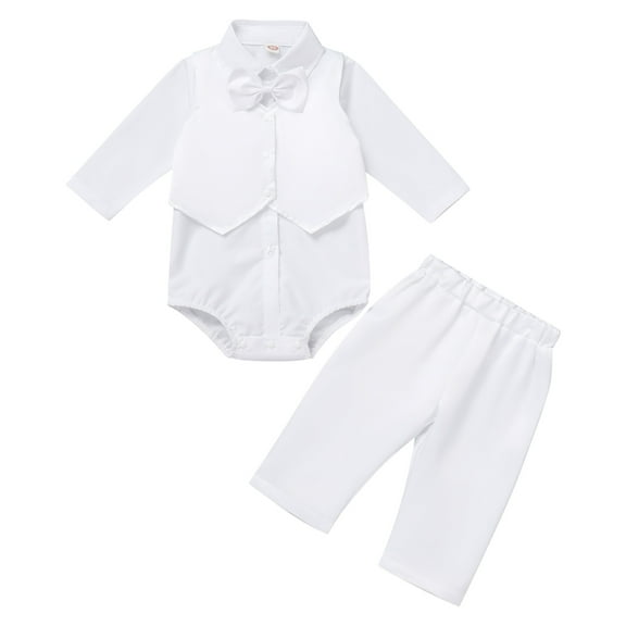IBTOM CASTLE Baby Boys Baptism Christening Outfit Bowtie Romper Waistcoat Shorts Pants Wedding Party Formal Tuxedo Suit