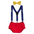 thumbnail image 1 of IBTOM CASTLE Baby Boys 1st Birthday Cake Smash Outfit Bloomers Diaper Cover Pants + Suspenders + Bow Tie Casual Clothes Set, 1 of 8