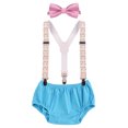 thumbnail image 1 of IBTOM CASTLE Baby Boys First 1st Birthday Cake Smash Outfit Diaper Cover + Suspenders + Bow Tie 3PCS Clothes Set for Photo Prop Party, 1 of 8