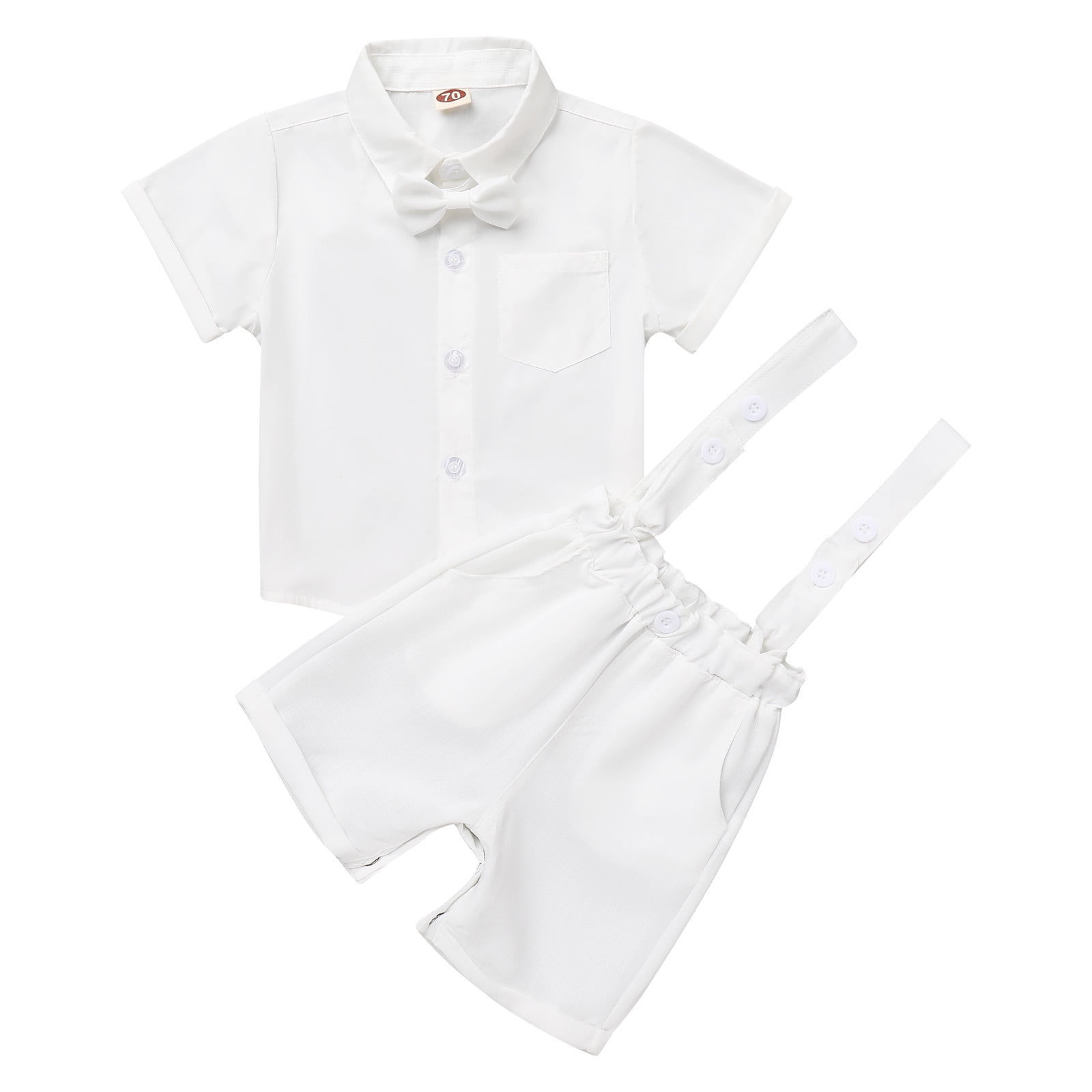 IBTOM CASTLE Baby Boys Formal Baptism Suit Set Short Sleeve Bowtie T