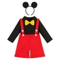 thumbnail image 1 of IBTOM CASTLE Baby Boys Gentleman First Birthday Cake Smash Outfit Bowtie Romper+Suspenders Short Pants+Mouse Ears Headband 18-24 Months Red+Black-Long Sleeve Buttons, 1 of 8
