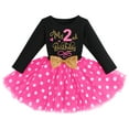 thumbnail image 1 of IBTOM CASTLE Baby Girl 1st 2nd 3rd Birthday Outfit Mouse Dress Polka Dots Tutu Skirt Cake Smash Long Sleeve Clothes for Photo Shoot 2 Years Black + Hot Pink, 1 of 8