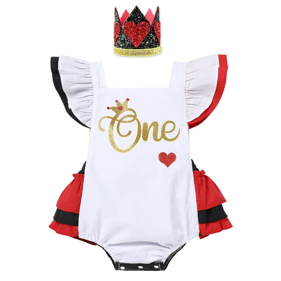 IBTOM CASTLE Baby Girls Lace Bodysuit Boho Clothes 1st Birthday Cake Smash Outfit Newborn Photography Outfits Summer Sunsuit 12-18 Months Red One