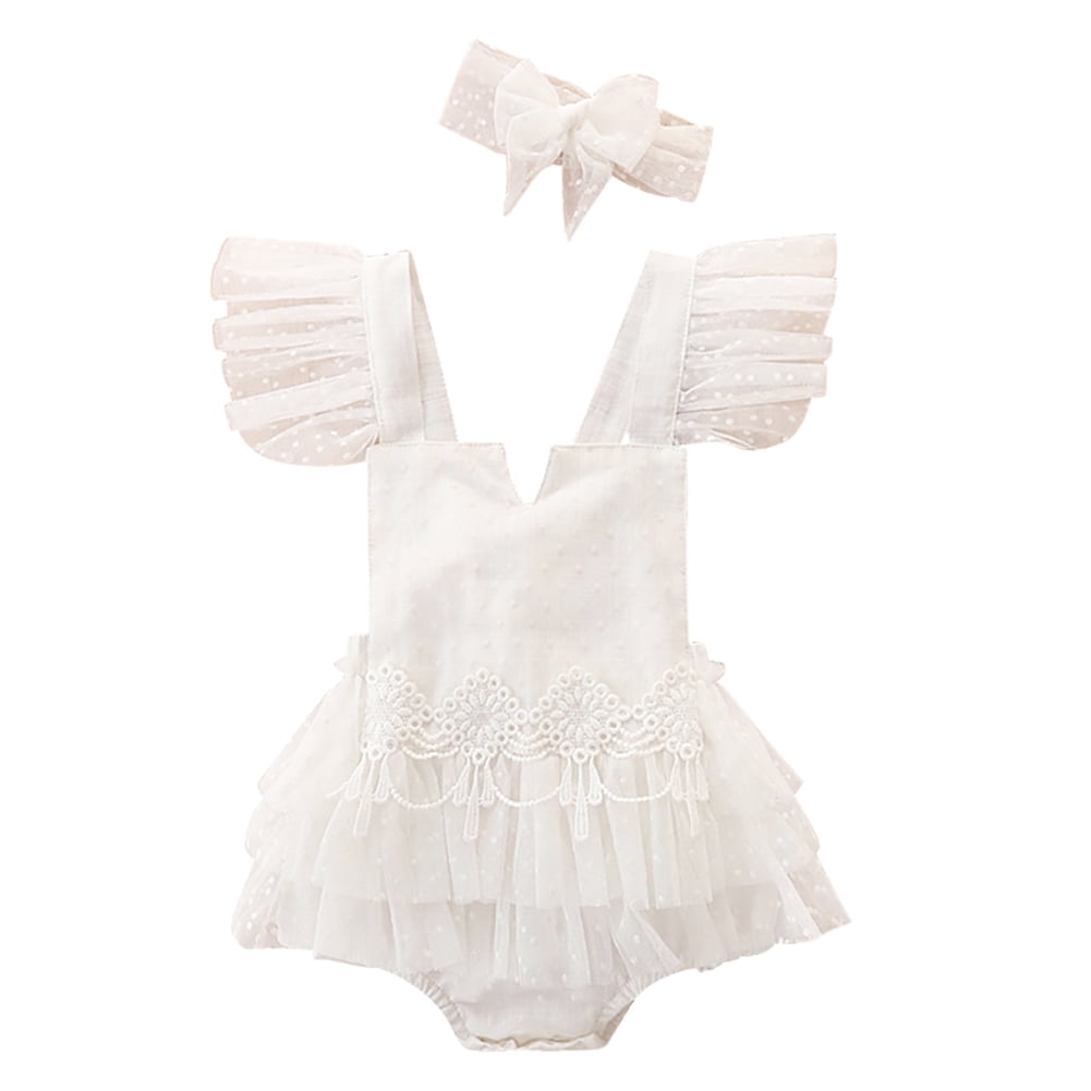 Summer Arrival Baby Girls Lace Embroidery Collar Sleeveless bodysuit
