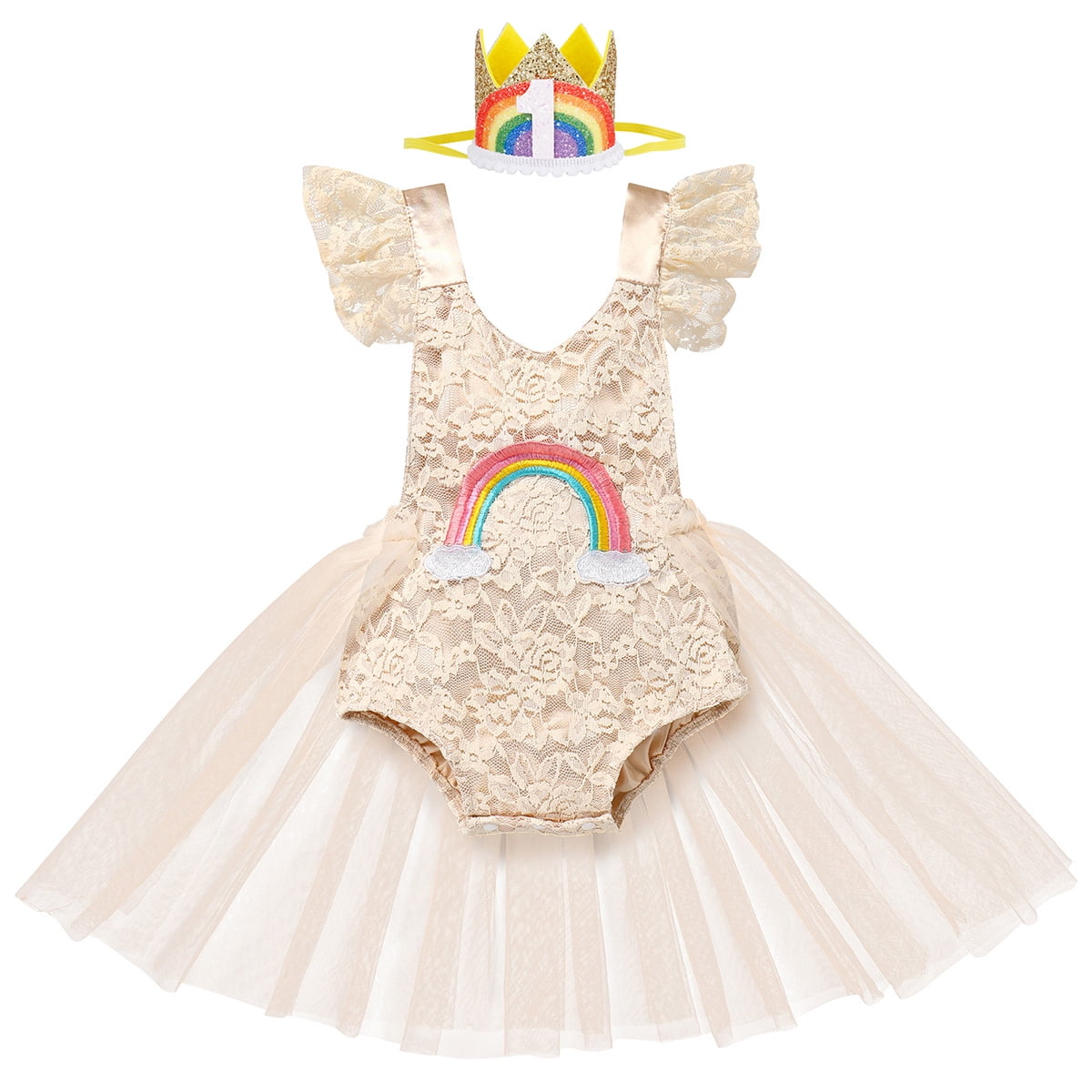 Baby Prinzessin Kostüm Set 3-teilig - Geburtstags Outfit Für Mädchen Mit Tütü Rock