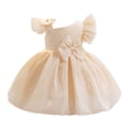 thumbnail image 1 of IBTOM CASTLE Baby Girl Birthday Dress Shiny Asymmetric Ruffle Tulle Tutu Dresses Princess Formal Flower Pageant Wedding Party Gown 1-2T Champagne, 1 of 7
