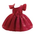 thumbnail image 1 of IBTOM CASTLE Baby Girl Birthday Dress Shiny Asymmetric Ruffle Tulle Tutu Dresses Princess Formal Flower Pageant Wedding Party Gown 1-2T Red, 1 of 7