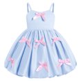 thumbnail image 1 of IBTOM CASTLE Baby Girl Dress Satin Bubble Pink Bow Ruffle Pageant Formal Princess Toddler Girl Fancy Dress Photo Shoot 2-3T Blue, 1 of 7
