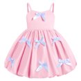 thumbnail image 1 of IBTOM CASTLE Baby Girl Dress Satin Bubble Pink Bow Ruffle Pageant Formal Princess Toddler Girl Fancy Dress Photo Shoot Pink, 1 of 7