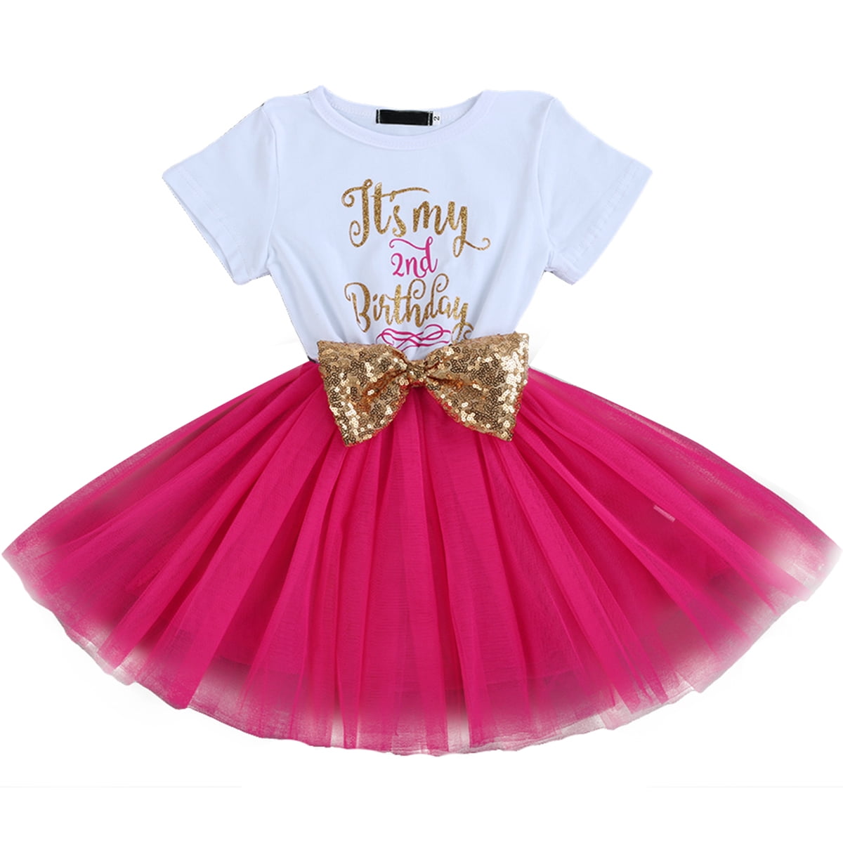 2nd birthday princess dress Ibtom Castle Baby Girls 1st 2nd Birthday Clothes Mouse Polka Dots One Sequin Tutu Princess Dress Cake Smash, Infant Girl's, Size: 2 Years, Pink