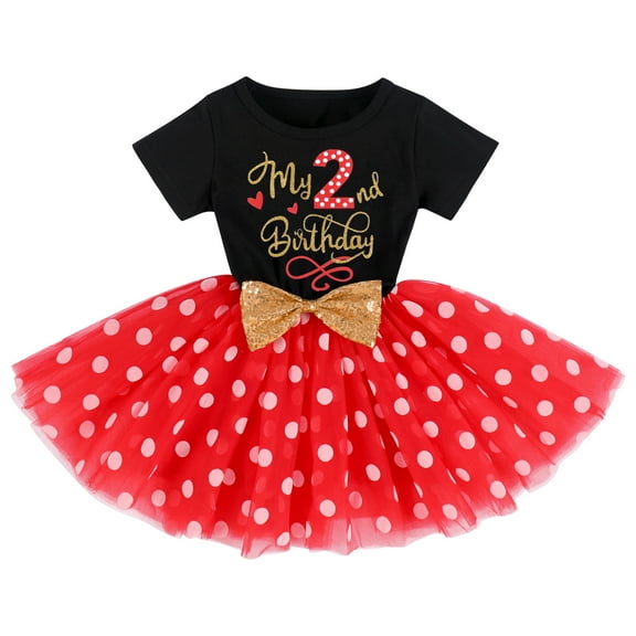 IBTOM CASTLE Baby Girls 1st 2nd Birthday Clothes Mouse Polka Dots One Sequin Tutu Princess Dress Cake Smash
