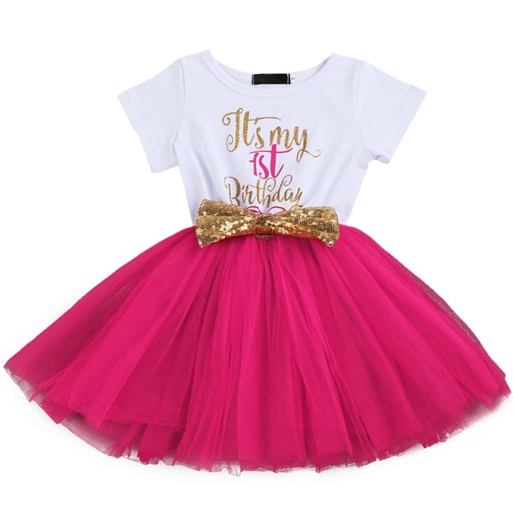 IBTOM CASTLE Baby Girls 1st 2nd Birthday Clothes Mouse Polka Dots One Sequin Tutu Princess Dress Cake Smash