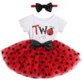thumbnail image 1 of IBTOM CASTLE Baby Girls 1st 2nd Birthday Outfit Mouse Polka Dots Tutu Princess Dress with Sequin Headband Clothes Set for Cake Smash Photo Shoot 2 Years Ladybug - Polka Dots, 1 of 8