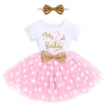 thumbnail image 1 of IBTOM CASTLE Baby Girls 1st 2nd Birthday Outfit Mouse Polka Dots Tutu Princess Dress with Sequin Headband Clothes Set for Cake Smash Photo Shoot 2 Years Pink, 1 of 8