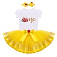 thumbnail image 1 of IBTOM CASTLE Baby Girls 1st Birthday Outfit Princess One Cosplay Character Romper Tutu Dress Headband Party Clothes for Photo Shoot 1 Year Yellow - Bell One, 1 of 8