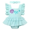 thumbnail image 1 of IBTOM CASTLE Baby Girls 1st Birthday Outfit Watermelon Strawberry One Boho Romper Tutu Dress with Headband for Cake Smash Photo Shoot 12-18 Months Aqua - Mermaid, 1 of 8