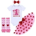 thumbnail image 1 of IBTOM CASTLE Baby Girls My 1st Valentines Easter Outfit Romper Ruffle Tutu Skirt Headband Leg Warmers 4PCS Party Dress Clothes Set 0-6 Months Pink - 1st Valentine's Day 02, 1 of 6