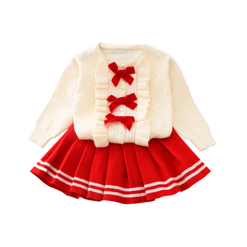 IBTOM CASTLE Baby Girls Autumn Winter Clothes Knit Long Sleeve Ruffle