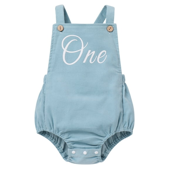 IBTOM CASTLE Baby Girls Boys Boho 1st Birthday Outfit Backless Overalls Romper for Cake Smash Photo Shoot 12-18 Months Blue