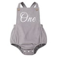 thumbnail image 1 of IBTOM CASTLE Baby Girls Boys Boho 1st Birthday Outfit Backless Overalls Romper for Cake Smash Photo Shoot 12-18 Months Gray, 1 of 8