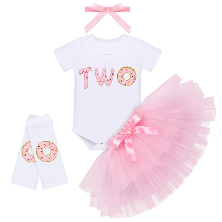 IBTOM CASTLE Baby Girls Donut One Half 1st 2nd Birthday Outfit Sweet Romper Tutu Dress Leggings Princess Skirt Clothes Set 2 Years Donut White two Walmart