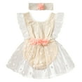 thumbnail image 1 of IBTOM CASTLE Baby Girls Lace Bodysuit Boho Clothes 1st Birthday Cake Smash Outfit Newborn Photography Outfits Summer Sunsuit 0-6 Months Apricot Flower, 1 of 8