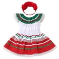 thumbnail image 1 of IBTOM CASTLE Baby Girls Mexican Fiesta 1st Birthday Outfit Romper Dress with Flower Headband Summer Cake Smash Photo Shoot 3-6 Months White, 1 of 8