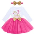 thumbnail image 1 of IBTOM CASTLE Baby Girls My 1st 2nd 3rd Birthday Polka Dots Dress with Headband Long Sleeve Sequin Princess Tutu Cake Smash One Party Gown 3 Years Hot Pink, 1 of 8