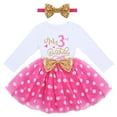 thumbnail image 1 of IBTOM CASTLE Baby Girls My 1st 2nd 3rd Birthday Polka Dots Dress with Headband Long Sleeve Sequin Princess Tutu Cake Smash One Party Gown 3 Years Hot Pink Dots, 1 of 8