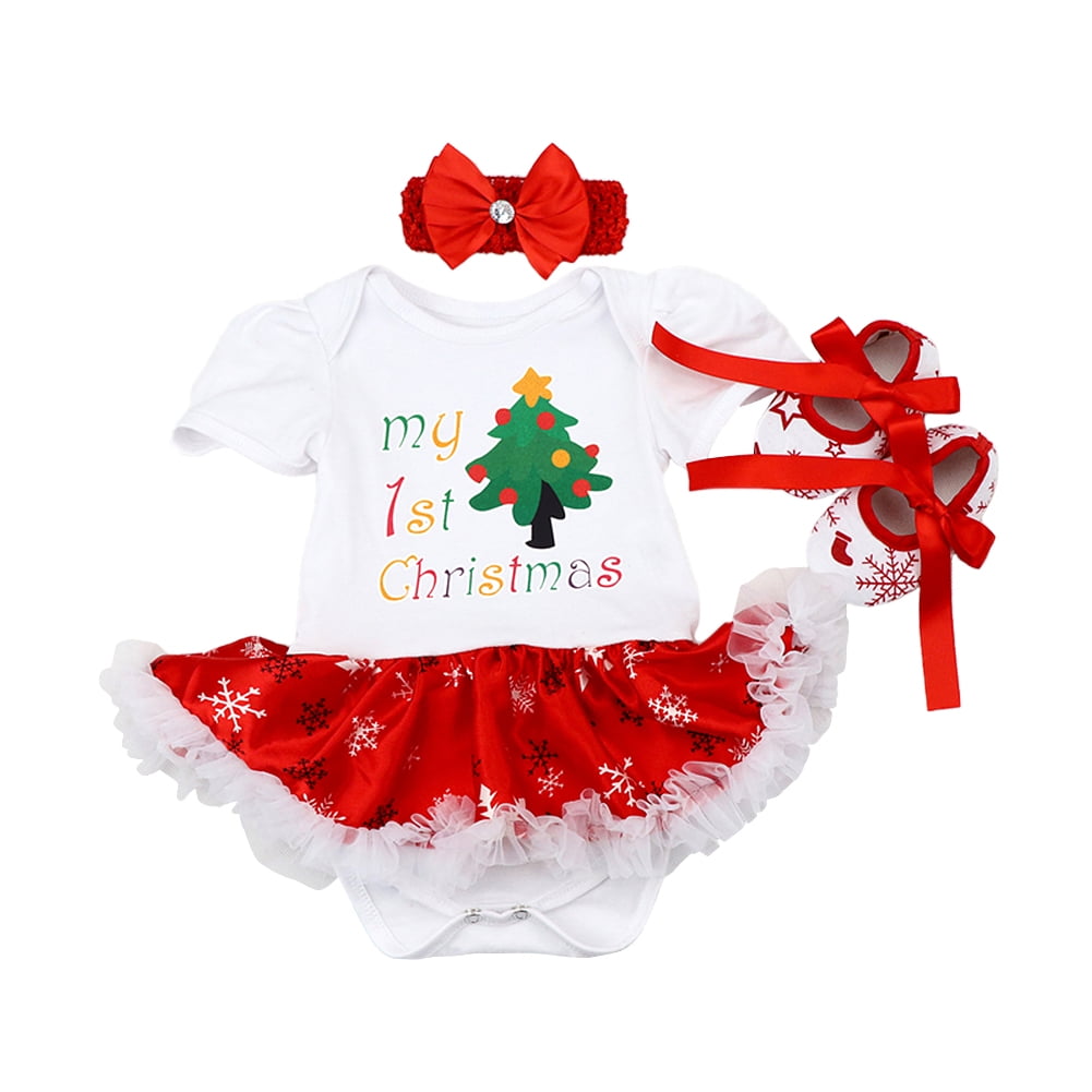 IBTOM CASTLE Baby Girls My 1st Christmas Costume Santa Claus Polka