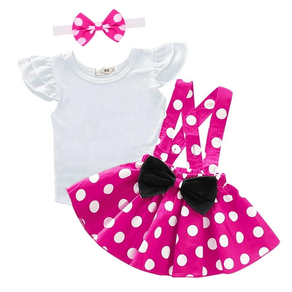 IBTOM CASTLE Baby Girls Polka Dots Tutu Costume Ruffle Short Sleeve Romper with Dot Strap Dress and Headband Princess 1st Birthday Halloween Christmas Party Dress up