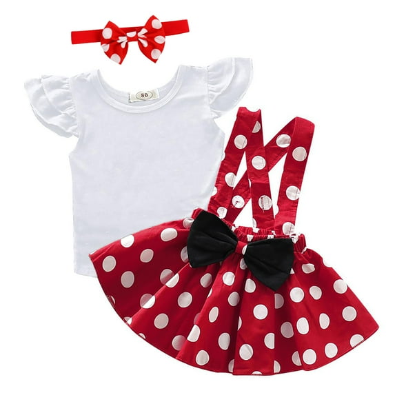 IBTOM CASTLE Baby Girls Polka Dots Tutu Costume Ruffle Short Sleeve Romper with Dot Strap Dress and Headband Princess 1st Birthday Halloween Christmas Party Dress up