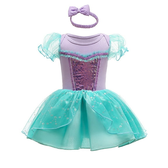 IBTOM CASTLE Baby Girls Princess Outfit Halloween Christmas Carnival Cosplay Fancy Dress up Romper Headband Birthday Party Bodysuit Ballet Dancewear
