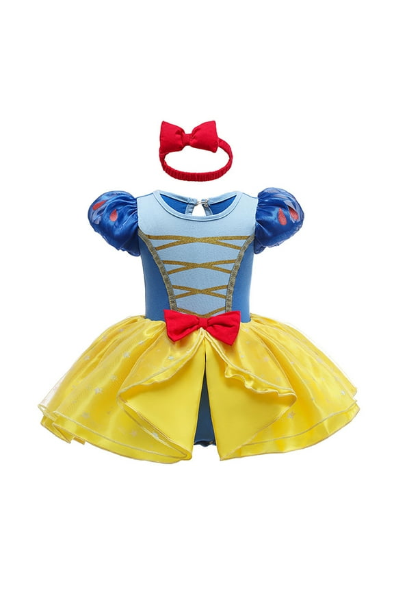 Baby Girls Princess Outfit Halloween Christmas Carnival Cosplay Fancy Dress up Romper + Headband Birthday Party Bodysuit Ballet Dancewear