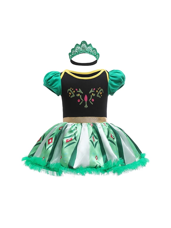 Baby Girls Princess Outfit Halloween Christmas Carnival Cosplay Fancy Dress up Romper + Headband Birthday Party Bodysuit Ballet Dancewear