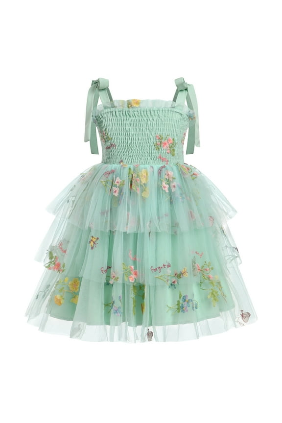 Baby Girls Tutu Dress Sleeveless Backless Princess Tulle Birthday Party Dresses Sequin Ruffle Summer Sundress 12-18 Months Sage Green Floral