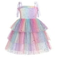 thumbnail image 1 of IBTOM CASTLE Baby Girls Tutu Dress Sleeveless Backless Princess Tulle Birthday Party Dresses Sequin Ruffle Summer Sundress 5-6 Years Rainbow Gradient, 1 of 8