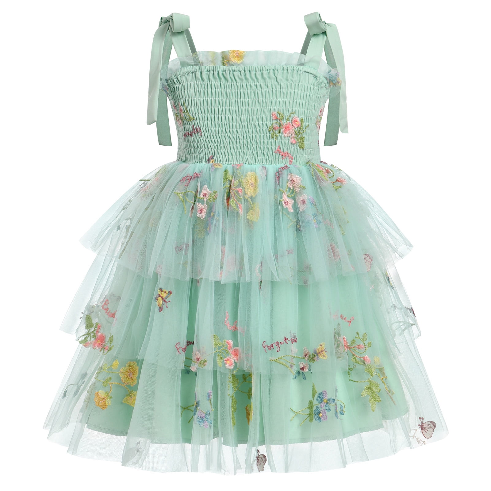 IBTOM CASTLE Baby Girls Tutu Dress Sleeveless Backless Princess Tulle  Birthday Party Dresses Sequin Ruffle Summer Sundress 5-6 Years Sage Green  Floral - Walmart.com