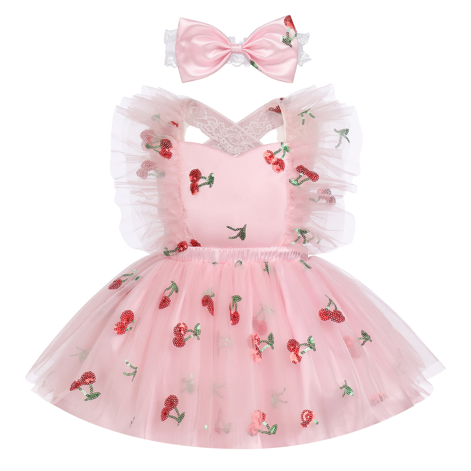 IBTOM CASTLE Baby Toddler Girl Backless Lace Butterfly Strawberry 
